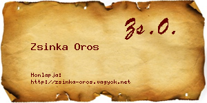 Zsinka Oros névjegykártya